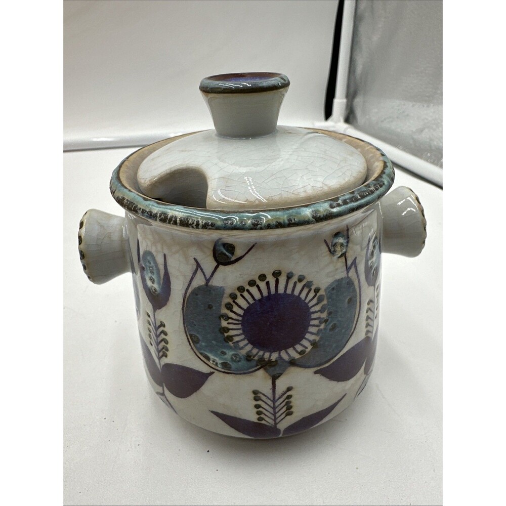 Vintage Royal Copenhagen ALUMINIA FAJANCE Tenera Floral Berte Jessen Sugar Bowl